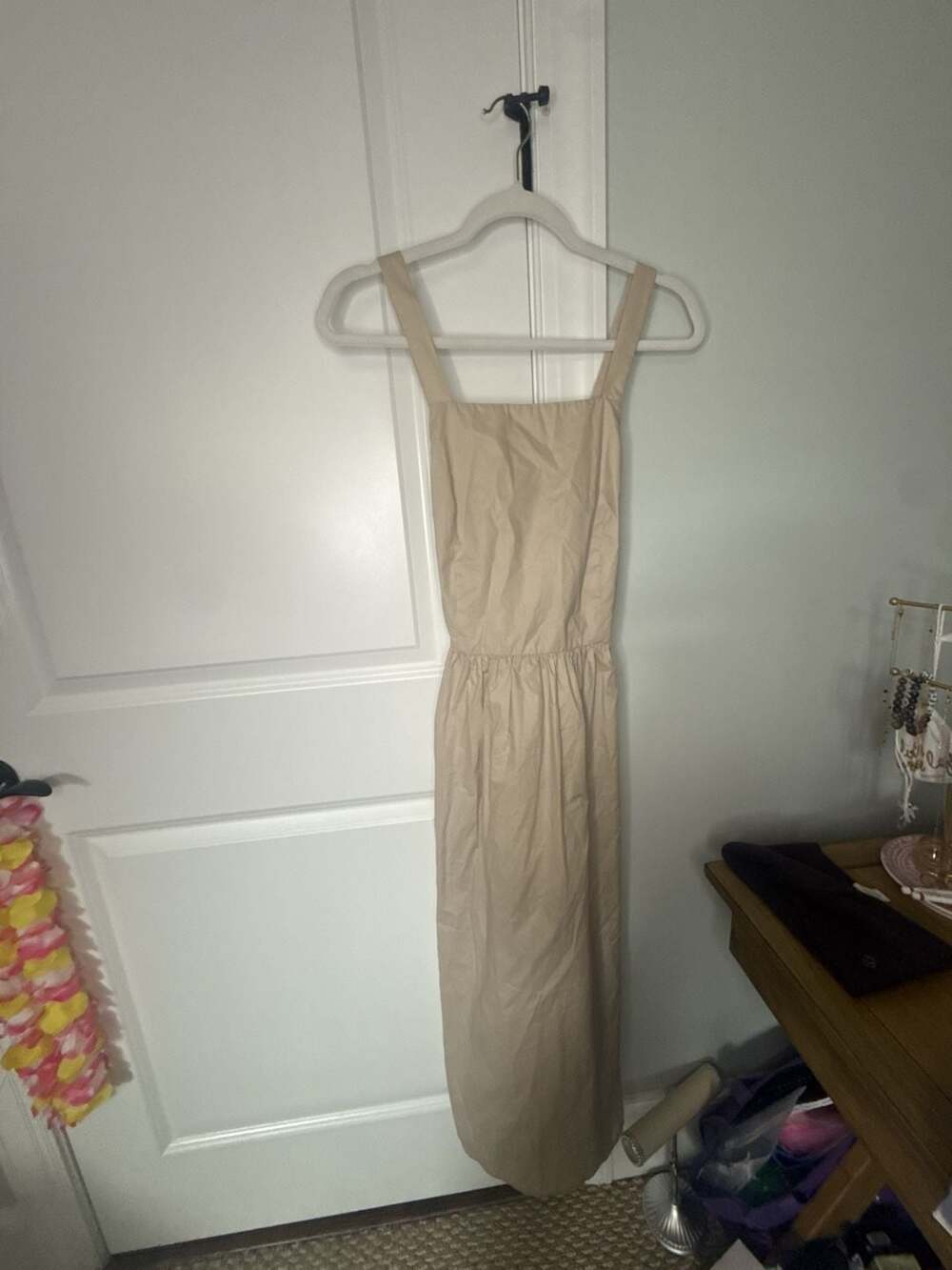 Urban Revivo Midi Dress Size US 6 Khaki Square Neck Cross Back